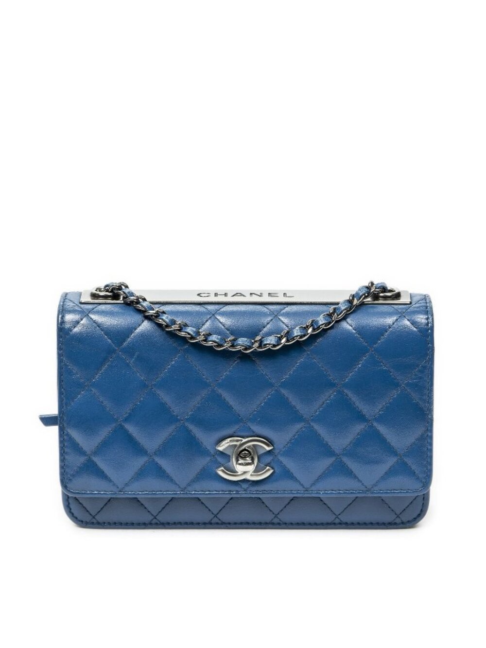 Chanel Wallet with Chain Blue Quilted Lambskin Leather